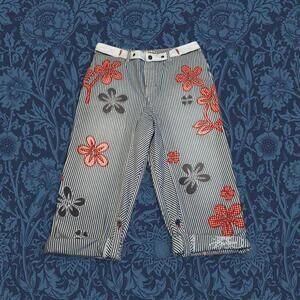 ❤️NWOT Cute Floral Embroidered Striped Free People Jeans❤️